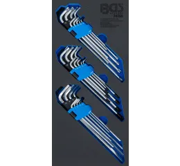 Sada Imbus a Torx kľúčov v penovej výplni, extra dlhé, 27 ks - BGS 74259