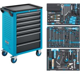 Dielenský vozík Hazet 176N-7 s profi náradím na bicykle, 136 ks