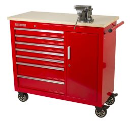 Pojazdný dielenský ponk s náradím v penových výplniach a zverákom - AH4407