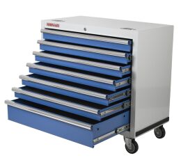 Celokovový dielenský vozík PROFI, 7 zásuviek, široký - MTGC1307WB