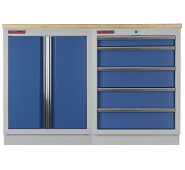 Zostava kvalitných PROFI BLUE dielenských skriniek s pracovnou doskou - MTGS1300BAL08