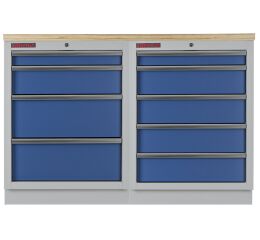 Zostava kvalitných PROFI BLUE dielenských skriniek s pracovnou doskou - MTGS1300BAL09