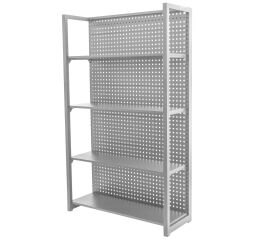 Kovový regál s dierovanou doskou, 1200 x 458 x 2000 mm - MTJA1200