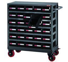 Pojazdný kovový organizér dielenský s 30 zásuvkami pre náročné použitie - NHD-530