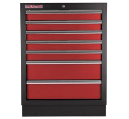 Celokovová dielenská skrinka, 7 zásuviek, PROFI, červená - RTGC1307