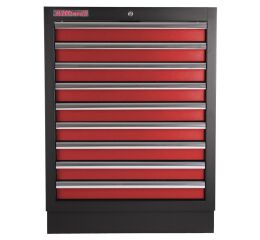 Celokovová dielenská skrinka, 9 zásuviek, PROFI, červená - RTGC1309