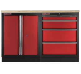 Zostava kvalitných PROFI RED dielenských skriniek s pracovnou doskou - RTGS1300BAL07