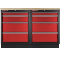 Zostava kvalitných PROFI RED dielenských skriniek s pracovnou doskou - RTGS1300BAL10