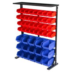 Kovový regál s plastovými boxami 47 ks - SBRF3447