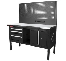 Dielenský stôl EXPERT so zástenou a 3 moduly, 152 cm, nerezová doska - TSP6024SBAL4