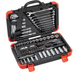 Gola sada palcová, 1/4" a 3/8", 92 ks náradie, Vigor - V2470N
