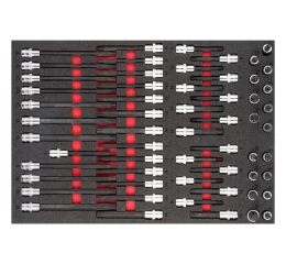 Nástrčné hlavice s bitmi v penovej výplni, XZN, RIBE, 1/2", 58 ks, VIGOR - V6810