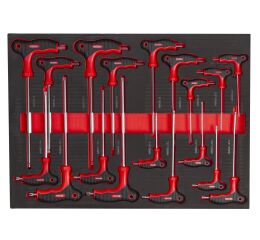 Sada T kľúčov vo výplni do dielenského vozíka, 18 ks - VV017TK01