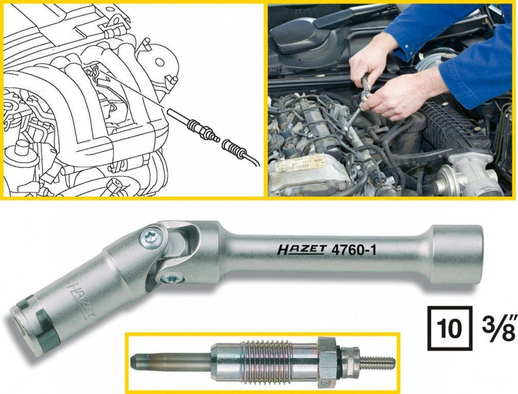 E-shop Kľúč na žeraviace sviečky Hazet 2530; Pre 10 mm žeraviace sviečky - VW a AUDI TDi, MERCEDES-BENZ CDI, SMART - HA016341