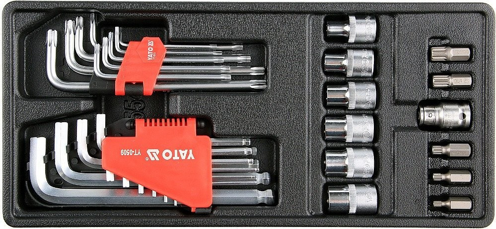 E-shop Vložka do zásuvky - imbus 2 - 12mm, torx T10 - T50, 1/2" E10 - E20, adaptéry M5 - M12 - YT-55451