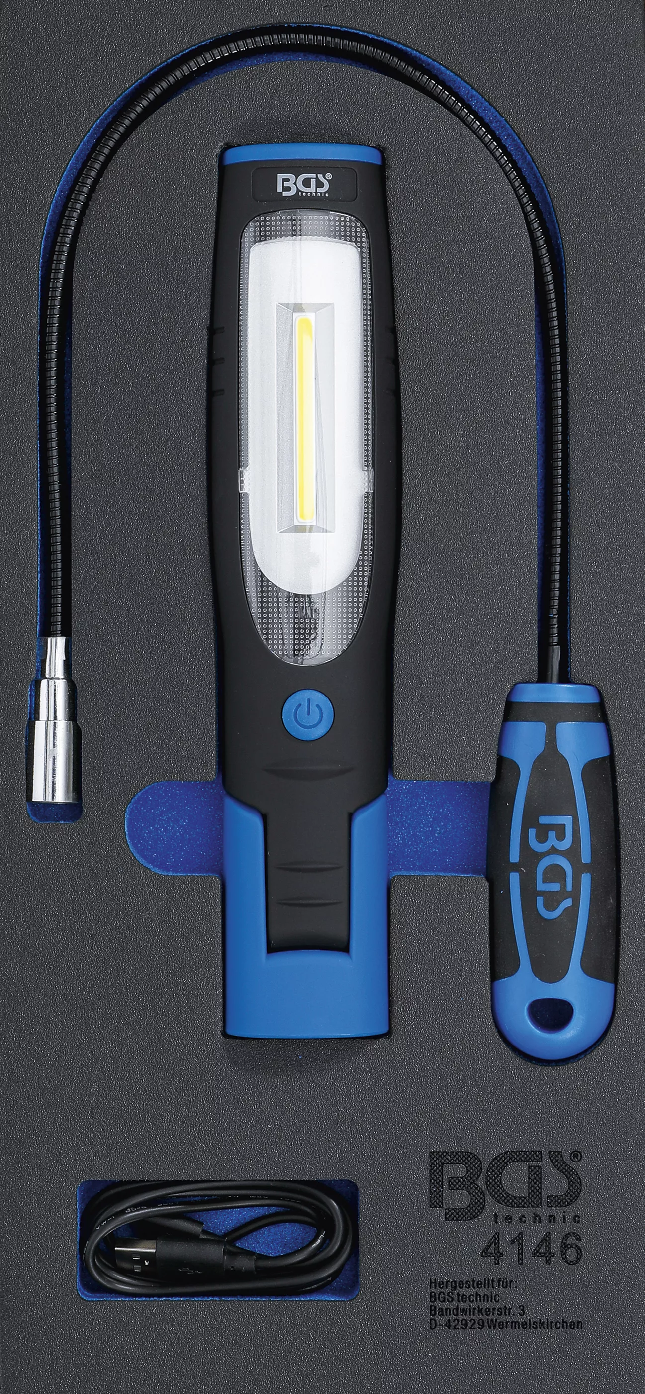 E-shop Sada ručnej lampy a lampy s magnetom v penovej výplni, 3dielna, BGS 4146
