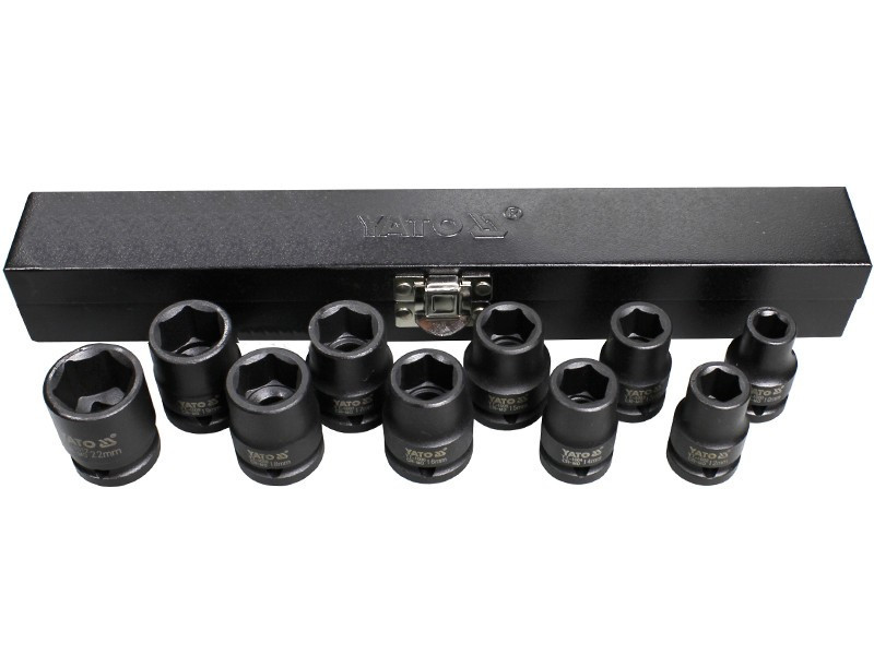 E-shop Sada nadstavcov 1/2" rázové šesťhranné 10 ks 10-22 mm CrMo - YT-1025