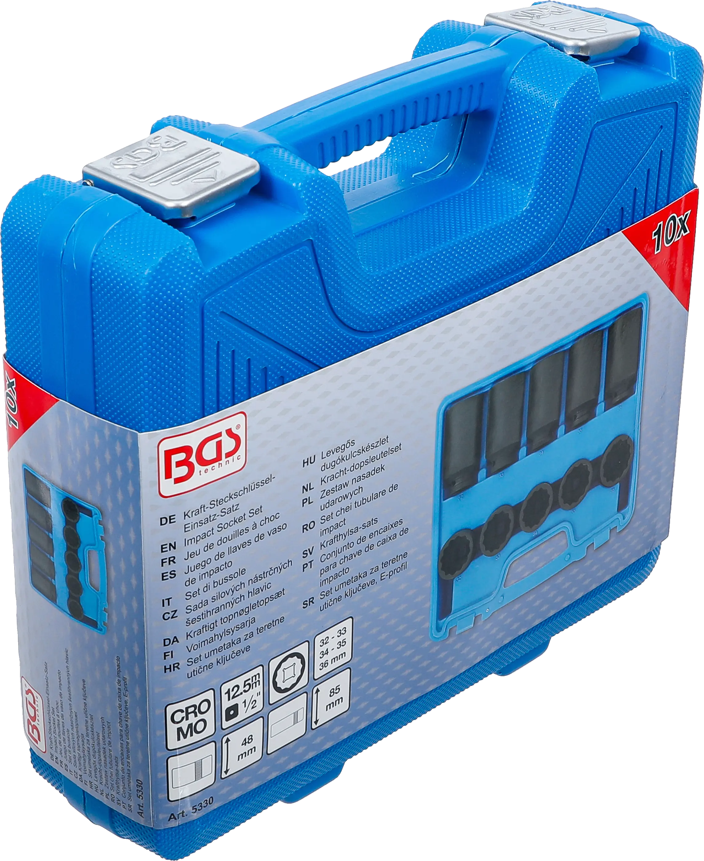 Kufor sady rázových nástrčných kľúčov BGS - B5330 Plastový kufor s označením sady rázových nástrčných kľúčov BGS - B5330