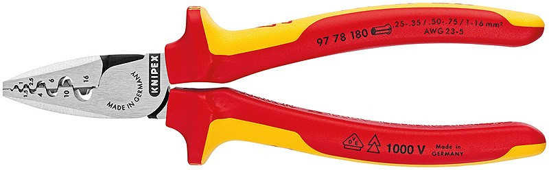 E-shop Krimpovacie kliešte na koncové dutinky 180 mm - 9778180