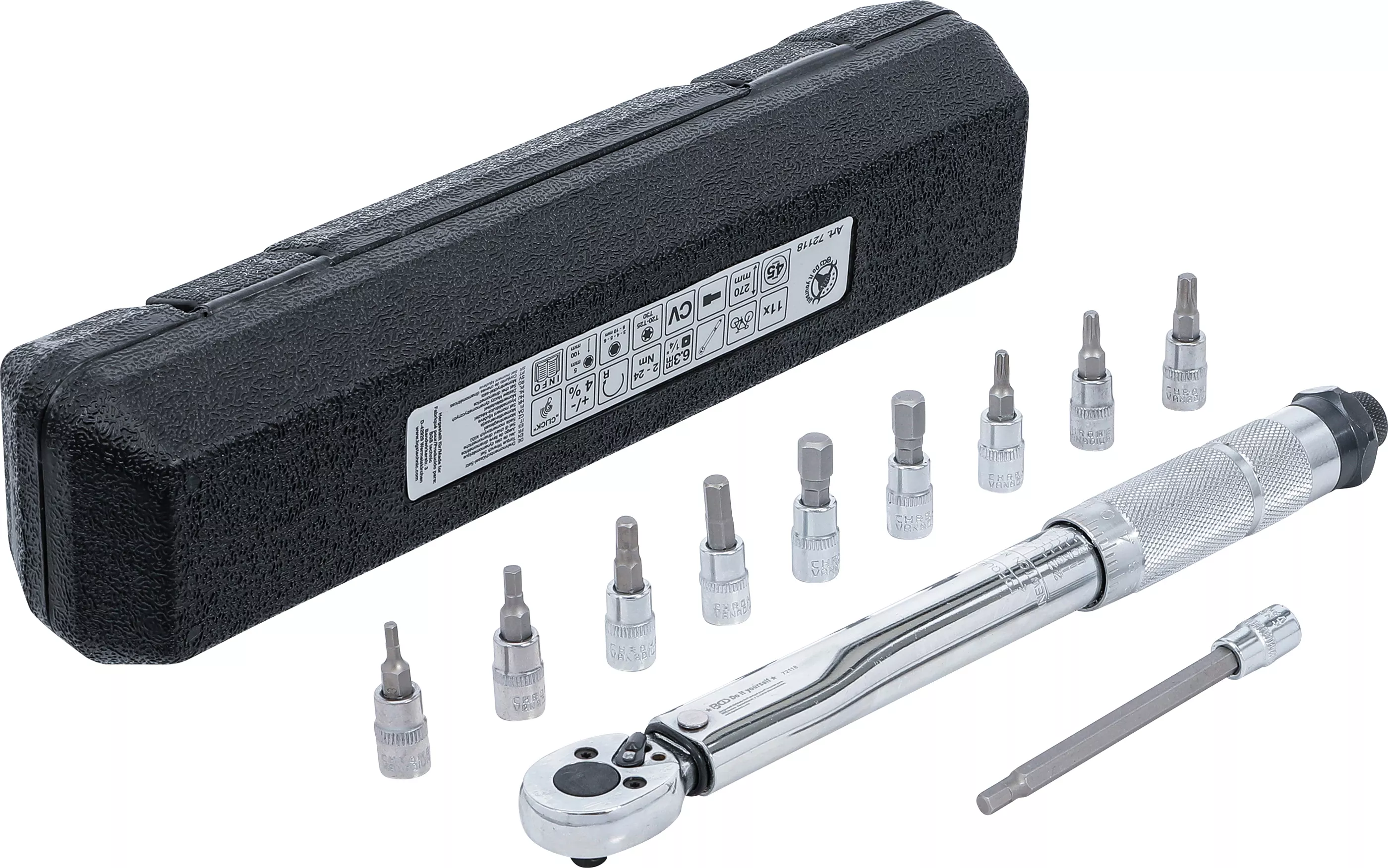 E-shop Sada momentových kľúčov 1/4", 2 - 24 Nm, 11 ks, BGS - B72118