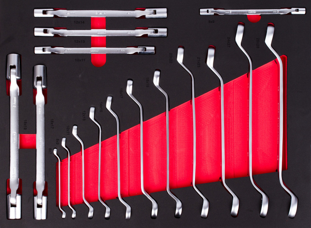 Sada obojstranných kľúčov vo vložke do dielenských vozíkov, 17 dielov
