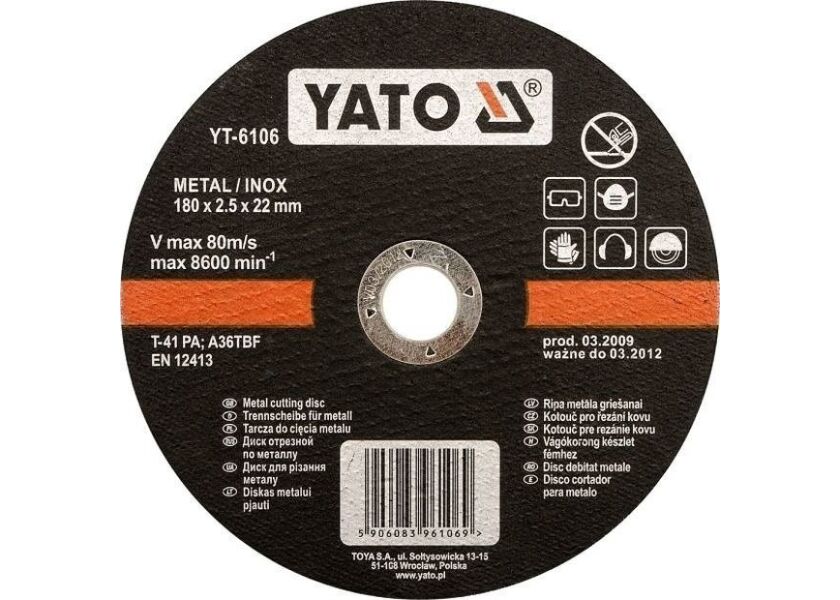 Kotúč na kov 180 x 22 x 1,5 mm INOX - YT-6105