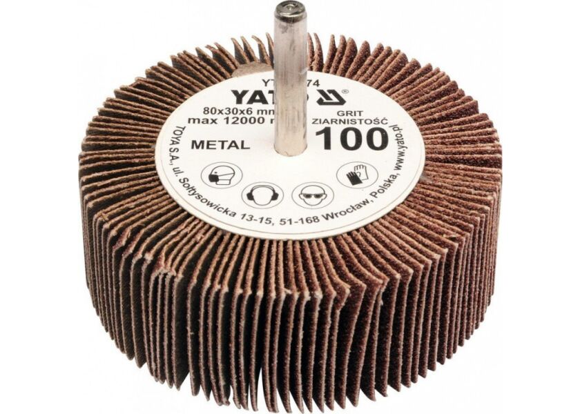 Kotúč lamelový radiálne 80x30 P-120 s hriadeľom 6 mm - YT-83375