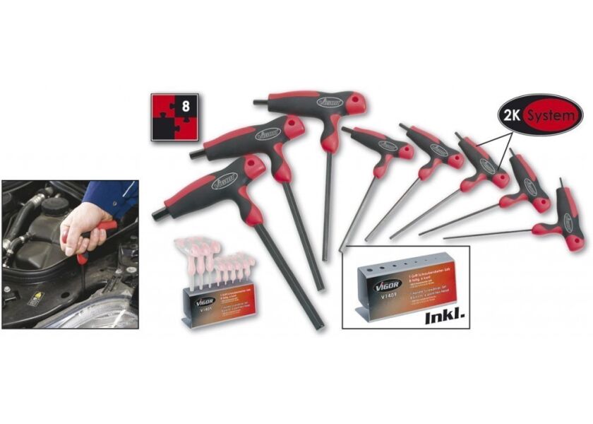 8-dílná sada šroubováků IMBUS s T-rukojetí VIGOR V1409