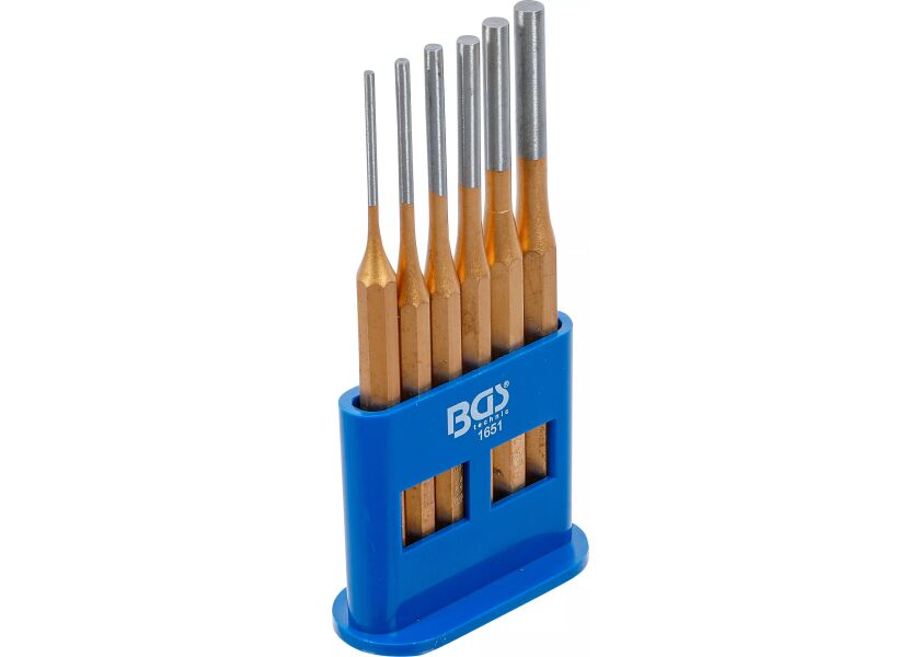 Sada 6 vyrážačov závlačiek 3–8 mm v plastovom stojane, dĺžka 150 mm - B1651