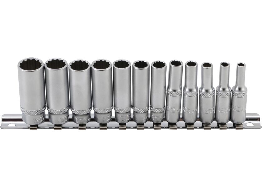 Sada nástrčných kľúčov, hlboké, palcové, 1/4, 12 ks - B2757