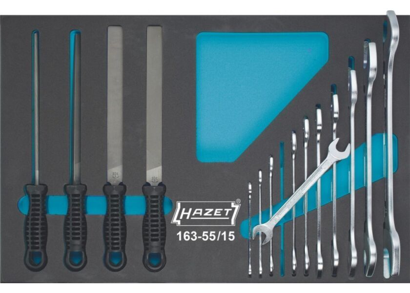 Sada náradia, obojstranné ploché kľúče, pilníky 163-55/15 Hazet - HA122806