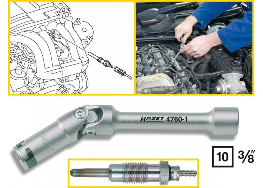 Kľúč na žeraviace sviečky Hazet 4760-2; Pre 8mm žeraviace sviečky - MERCEDES-BENZ, SMART, VW, FIAT a OPEL (diesel) - HA118670