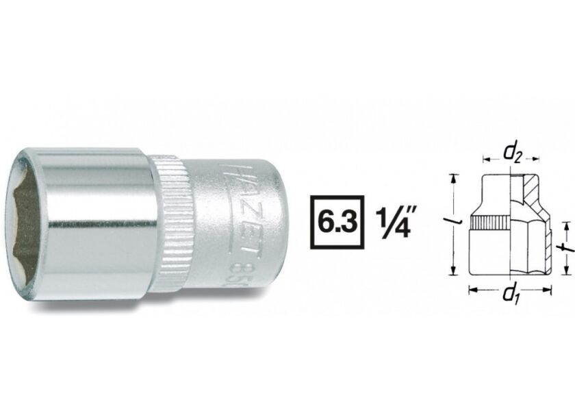 Nástrčkový kľúč 6-hr. 850A-1/4 Hazet - HA037476