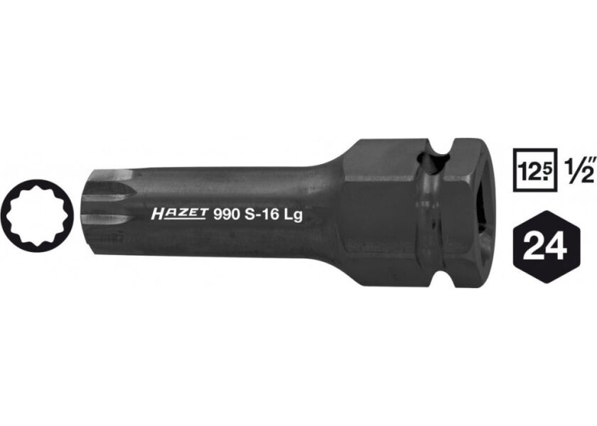 Nástrčná hlava pre rázový a strojový uťahovač a skrutkovač 990S-16LG Hazet - HA161010