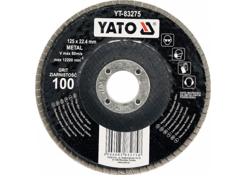 Kotúč lamelový brúsny na kov 125x22,4mm P100 - YT-83275