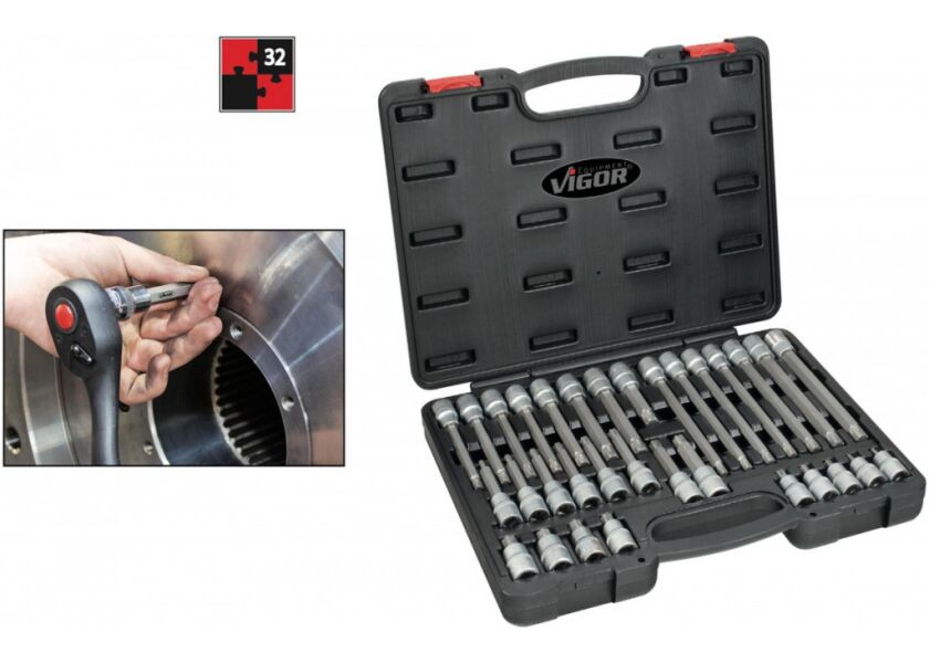 Sada nástrčných hlavíc RIBE, pohon vnútorný štvorhran 12,5 = 1/2 