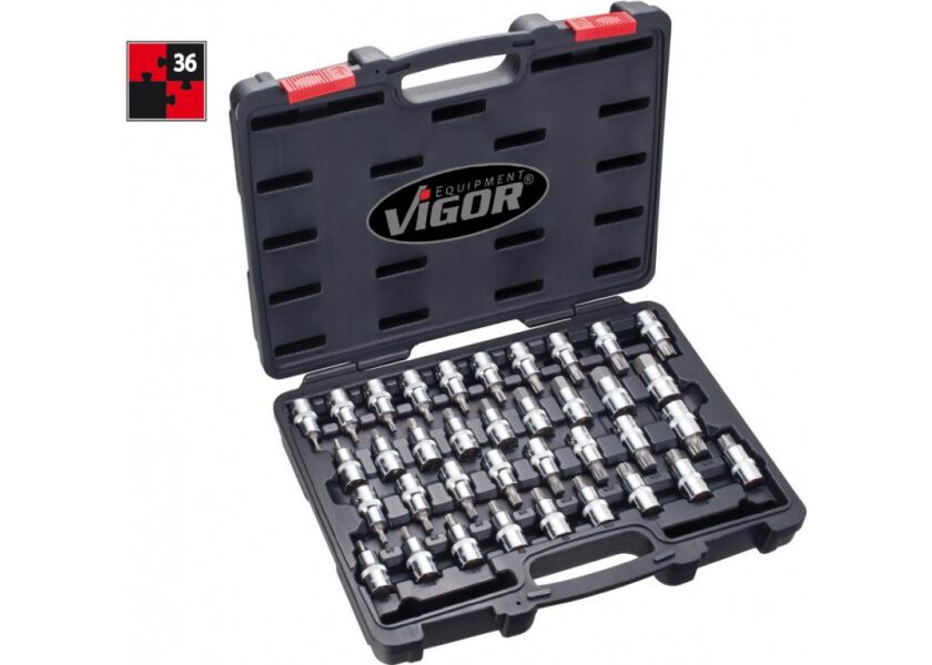  Súprava nástrčných hlavíc 1/2”, 36 ks, VIGOR - V2496