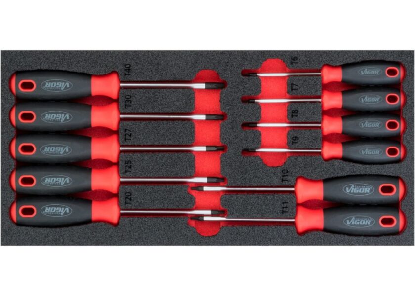 Sada Torx skrutkovačov v penovej výplni Torx Vigor - V4991