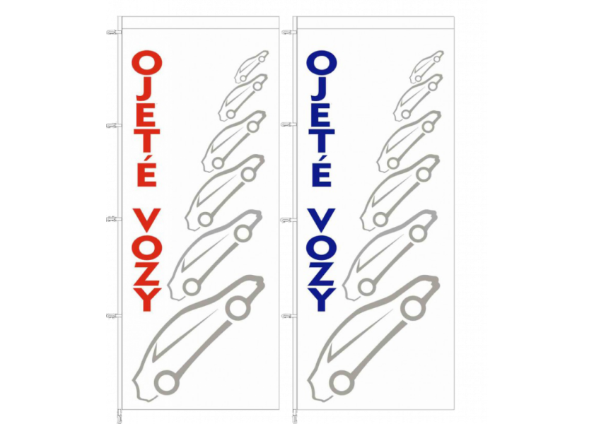 Vlajka OJETÉ VOZY - bílá, modrý nápis - 125210050M