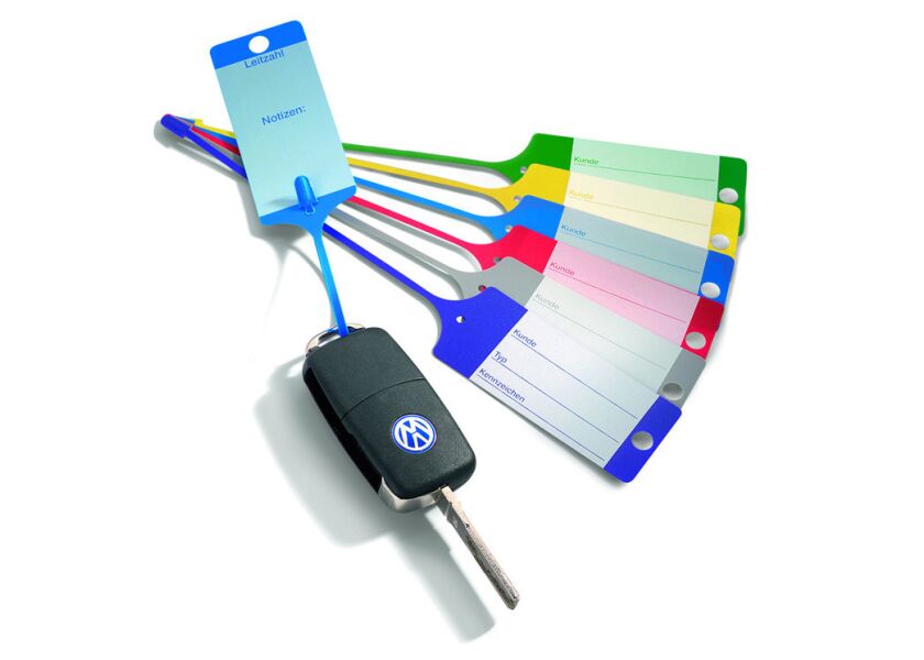 Ceduľky na kľúče plastové PP - modro/biele - 434010080
