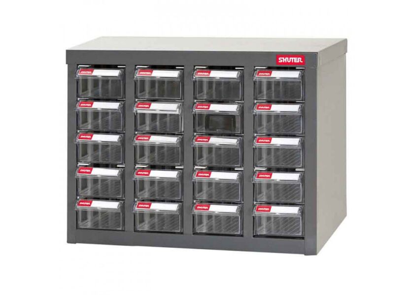 Galvanizovaný kovový organizér pre dielenský materiál a diely s 20 zásuvkami - ST1-420