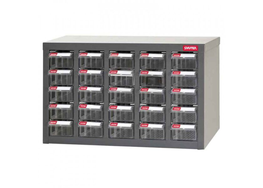 Galvanizovaný kovový organizér na dielenský materiál a diely s 25 zásuvkami - ST1-525