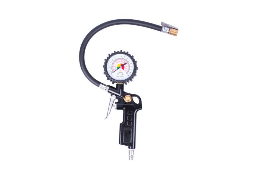 Hustič pneu s manometrom, rýchlospojka 1/4