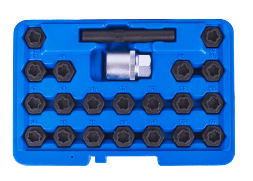 Sada 22 ks kľúčov na kolesá s bezpečnostným profilom - TJ1322