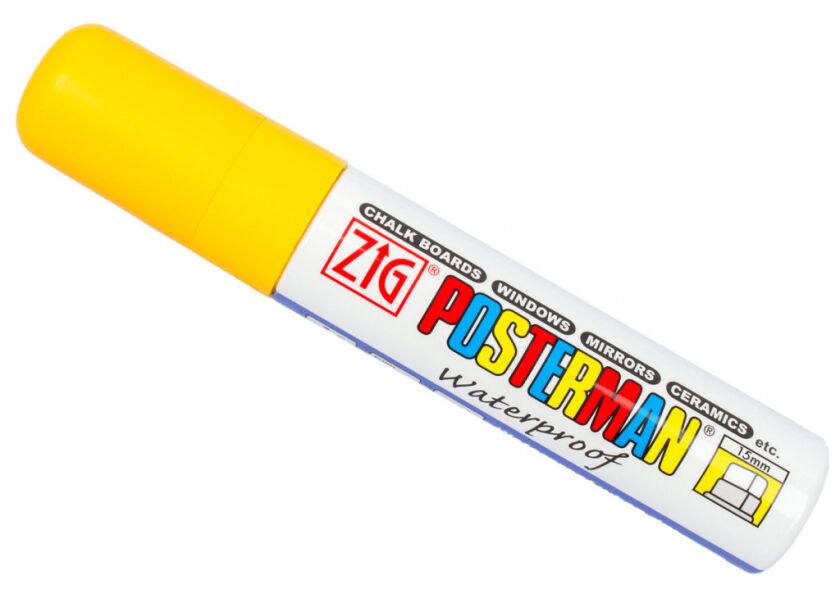 Fixy na sklo Posterman vodeodolné - 15 mm - žltá - 458030020