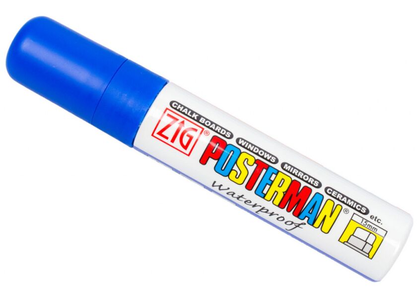 Fixy na sklo Posterman vodeodolné - 15 mm - modré tm. - 458010020