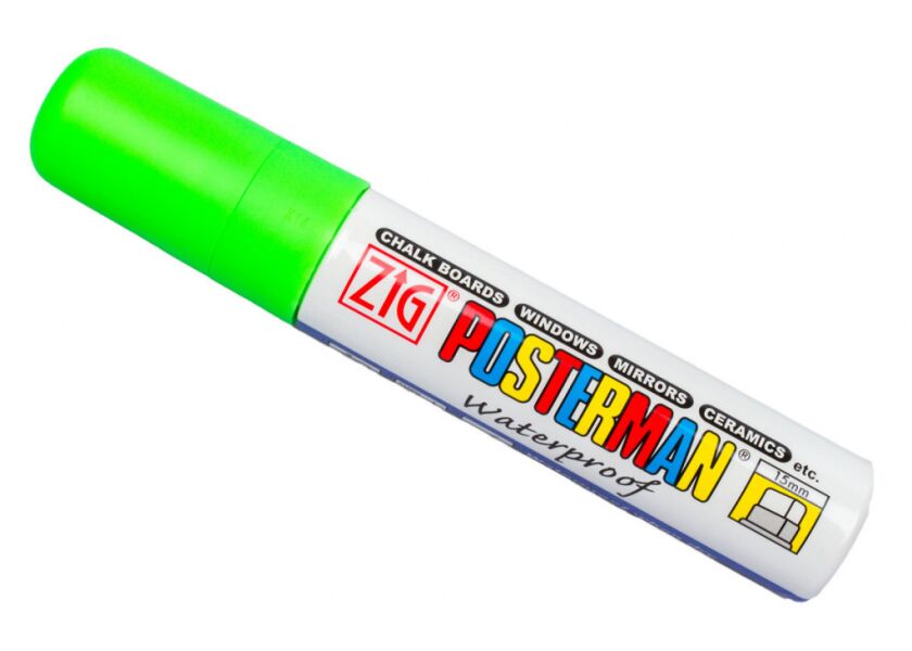 Fixy na sklo Posterman vodeodolné - 15 mm - zelené fl. - 458040030