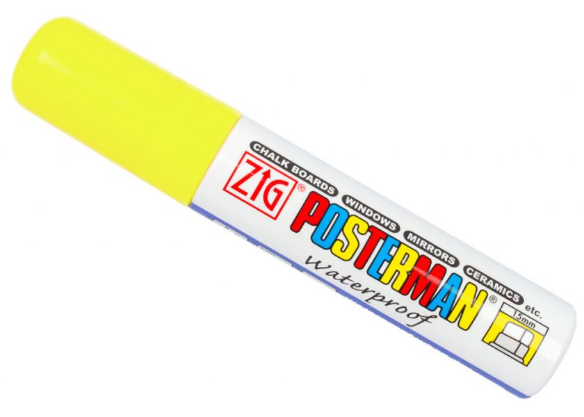 Fixy na sklo Posterman vodeodolné - 15 mm - žltá fl. - 458030030