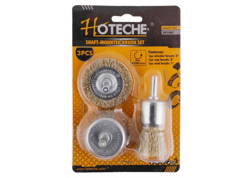 Sada drôtených kief s nástavcom do vŕtačky, 3 ks - HT591001