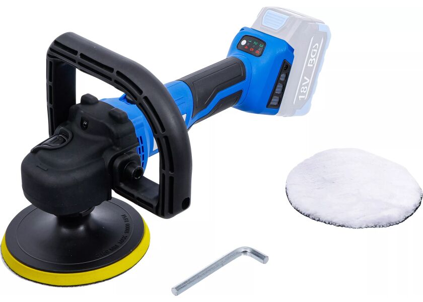 Aku leštička a brúska BGS 18V s prídavnou rukoväťou a príslušenstvom – B7374